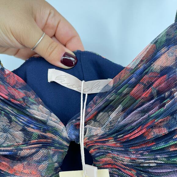 Hutch | NWT Rosey Gown Navy Tropical Garden Tulle Floral Tiered Maxi Dress 0 - Picture 6 of 14